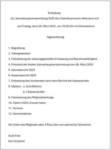 Jahreshauptversammlung 2025 / Gesamtverein